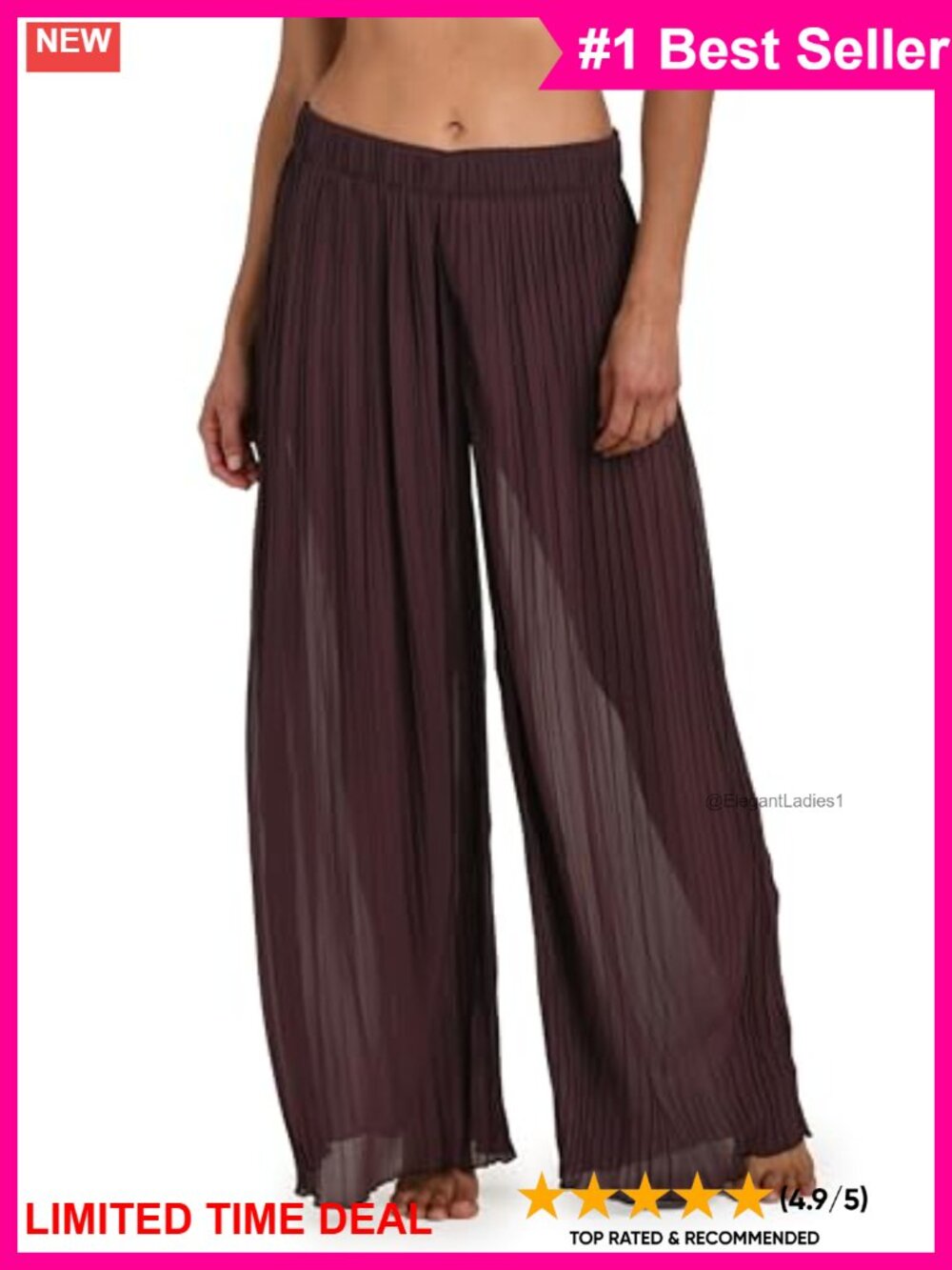 Pleated Wide Leg Palazzo Swim Cover Up Pants